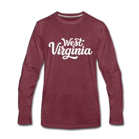 West Virginia Long Sleeve T-Shirt - Hand Lettered Unisex West Virginia Long Sleeve Shirt - heather burgundy