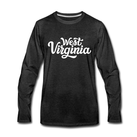 West Virginia Long Sleeve T-Shirt - Hand Lettered Unisex West Virginia Long Sleeve Shirt - charcoal gray