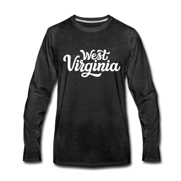 West Virginia Long Sleeve T-Shirt - Hand Lettered Unisex West Virginia Long Sleeve Shirt - charcoal gray