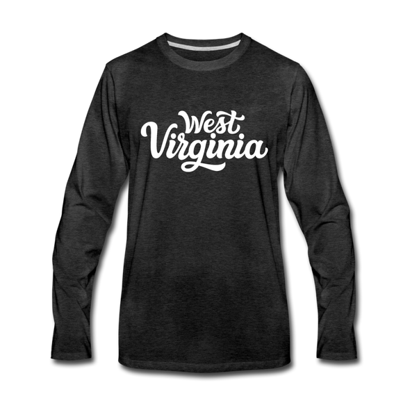 West Virginia Long Sleeve T-Shirt - Hand Lettered Unisex West Virginia Long Sleeve Shirt - charcoal gray