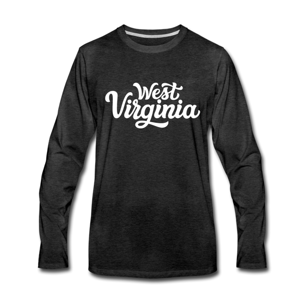 West Virginia Long Sleeve T-Shirt - Hand Lettered Unisex West Virginia Long Sleeve Shirt - charcoal gray