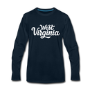 West Virginia Long Sleeve T-Shirt - Hand Lettered Unisex West Virginia Long Sleeve Shirt - deep navy