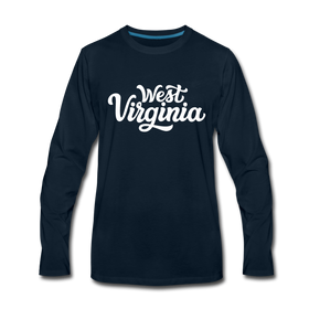 West Virginia Long Sleeve T-Shirt - Hand Lettered Unisex West Virginia Long Sleeve Shirt - deep navy