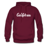 California Hoodie - Hand Lettered Unisex California Hooded Sweatshirt - burgundy