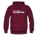 California Hoodie - Hand Lettered Unisex California Hooded Sweatshirt - burgundy