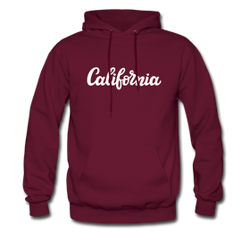 California Hoodie - Hand Lettered Unisex California Hooded Sweatshirt - burgundy