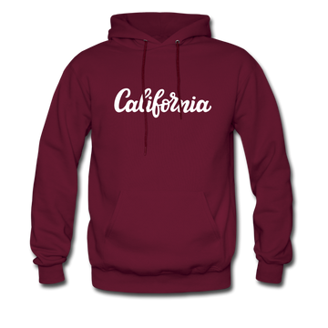 California Hoodie - Hand Lettered Unisex California Hooded Sweatshirt - burgundy