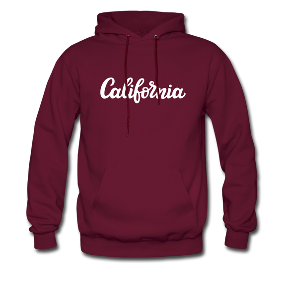 California Hoodie - Hand Lettered Unisex California Hooded Sweatshirt - burgundy