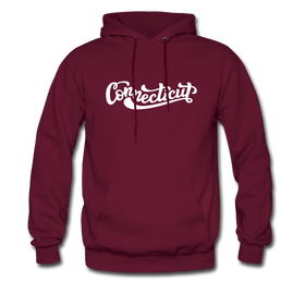 Connecticut Hoodie - Hand Lettered Unisex Connecticut Hooded Sweatshirt - burgundy