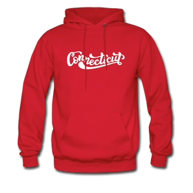 Connecticut Hoodie - Hand Lettered Unisex Connecticut Hooded Sweatshirt - red