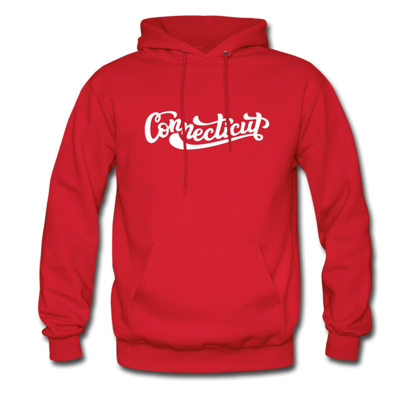 Connecticut Hoodie - Hand Lettered Unisex Connecticut Hooded Sweatshirt - red