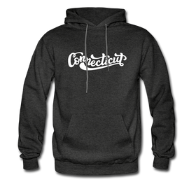 Connecticut Hoodie - Hand Lettered Unisex Connecticut Hooded Sweatshirt - charcoal gray