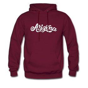 Arizona Hoodie - Hand Lettered Unisex Arizona Hooded Sweatshirt - burgundy
