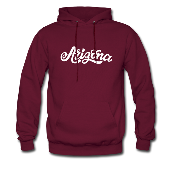 Arizona Hoodie - Hand Lettered Unisex Arizona Hooded Sweatshirt - burgundy