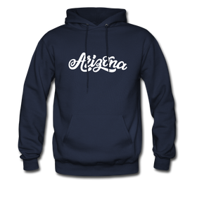 Arizona Hoodie - Hand Lettered Unisex Arizona Hooded Sweatshirt - navy