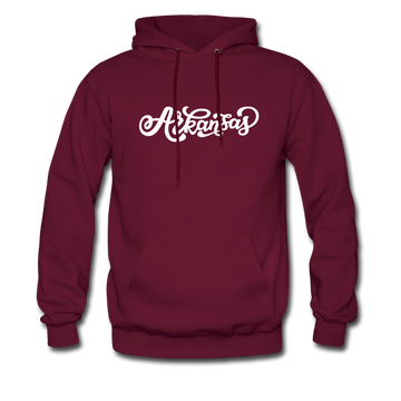 Arkansas Hoodie - Hand Lettered Unisex Arkansas Hooded Sweatshirt - burgundy