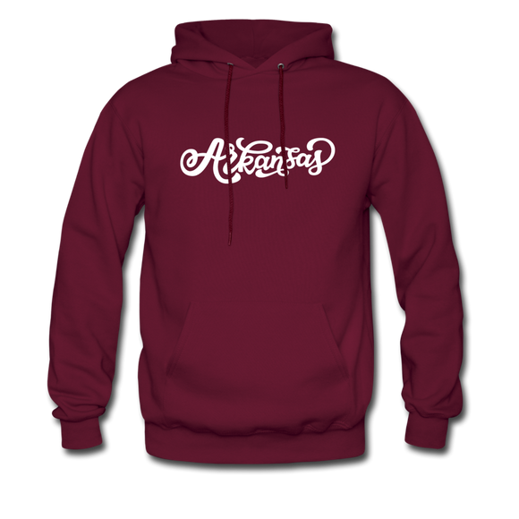 Arkansas Hoodie - Hand Lettered Unisex Arkansas Hooded Sweatshirt - burgundy