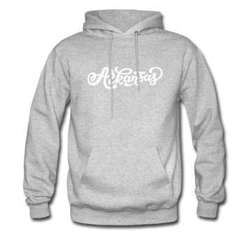 Arkansas Hoodie - Hand Lettered Unisex Arkansas Hooded Sweatshirt - heather gray
