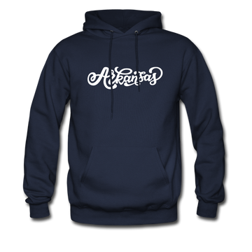 Arkansas Hoodie - Hand Lettered Unisex Arkansas Hooded Sweatshirt - navy