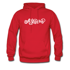 Arkansas Hoodie - Hand Lettered Unisex Arkansas Hooded Sweatshirt - red