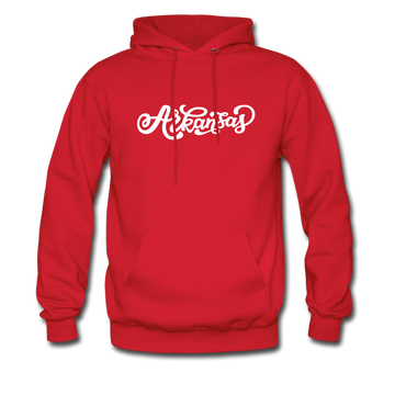 Arkansas Hoodie - Hand Lettered Unisex Arkansas Hooded Sweatshirt - red