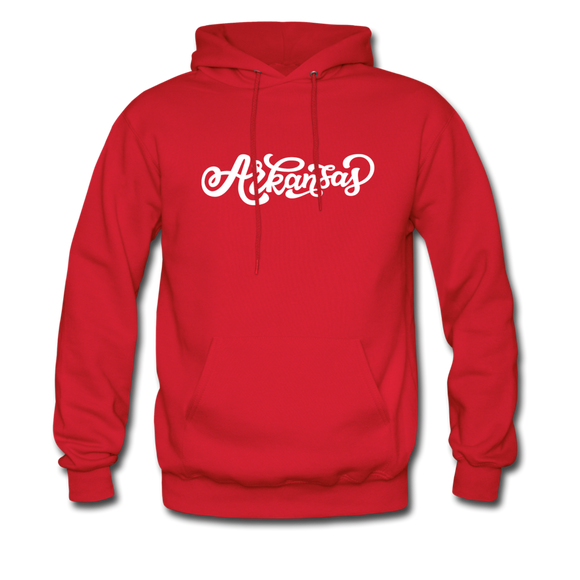 Arkansas Hoodie - Hand Lettered Unisex Arkansas Hooded Sweatshirt - red