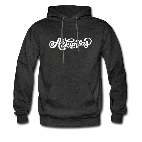 Arkansas Hoodie - Hand Lettered Unisex Arkansas Hooded Sweatshirt - charcoal gray
