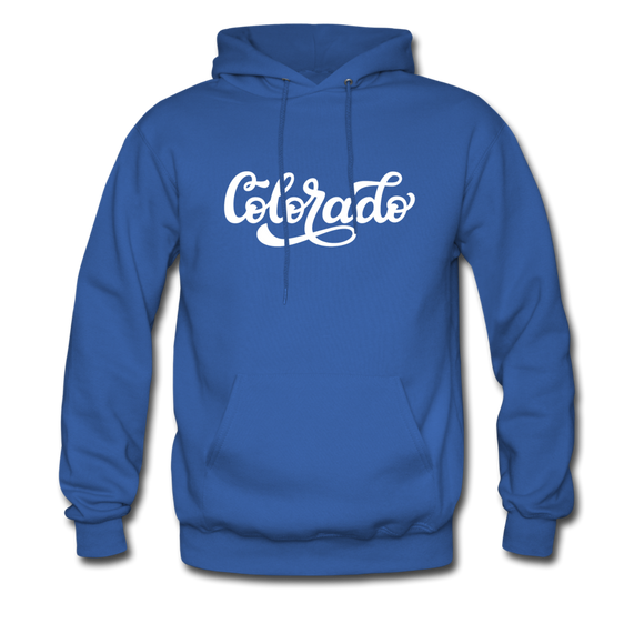 Colorado Hoodie - Hand Lettered Unisex Colorado Hooded Sweatshirt - royal blue