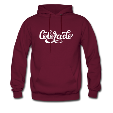 Colorado Hoodie - Hand Lettered Unisex Colorado Hooded Sweatshirt - burgundy
