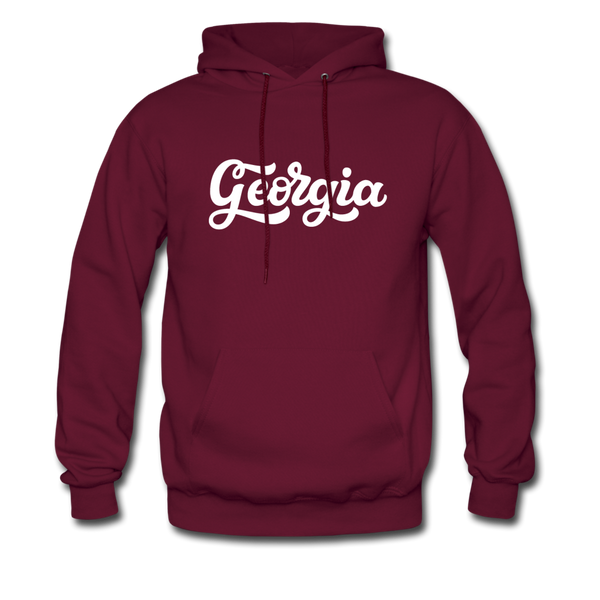 Georgia Hoodie - Hand Lettered Unisex Georgia Hooded Sweatshirt - burgundy