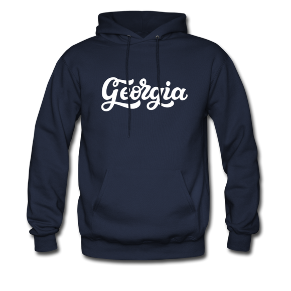 Georgia Hoodie - Hand Lettered Unisex Georgia Hooded Sweatshirt - navy