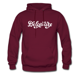 Delaware Hoodie - Hand Lettered Unisex Delaware Hooded Sweatshirt - burgundy