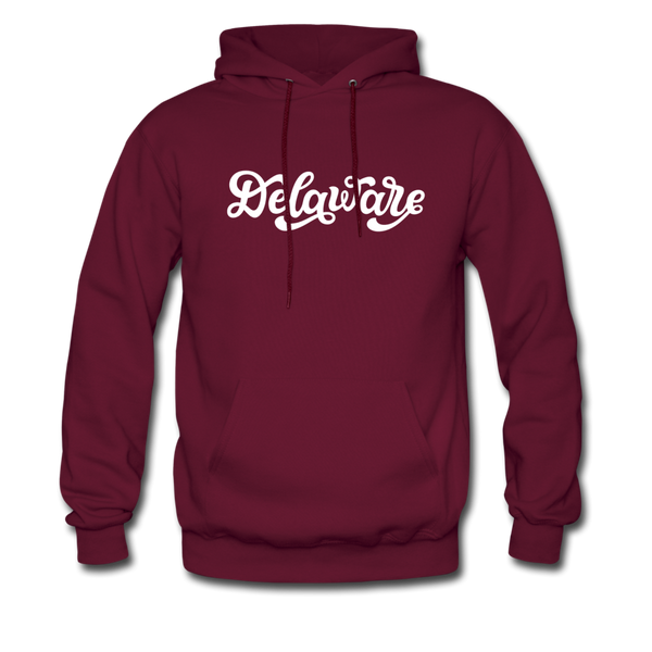 Delaware Hoodie - Hand Lettered Unisex Delaware Hooded Sweatshirt - burgundy