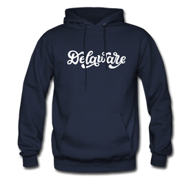 Delaware Hoodie - Hand Lettered Unisex Delaware Hooded Sweatshirt - navy