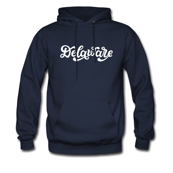 Delaware Hoodie - Hand Lettered Unisex Delaware Hooded Sweatshirt - navy