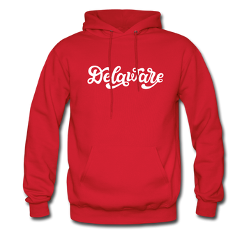 Delaware Hoodie - Hand Lettered Unisex Delaware Hooded Sweatshirt - red