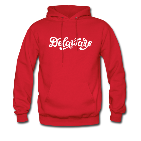Delaware Hoodie - Hand Lettered Unisex Delaware Hooded Sweatshirt - red