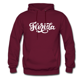 Florida Hoodie - Hand Lettered Unisex Florida Hooded Sweatshirt - burgundy