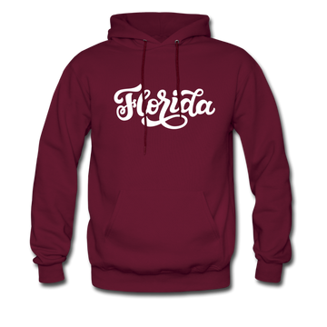 Florida Hoodie - Hand Lettered Unisex Florida Hooded Sweatshirt - burgundy