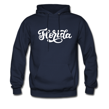 Florida Hoodie - Hand Lettered Unisex Florida Hooded Sweatshirt - navy
