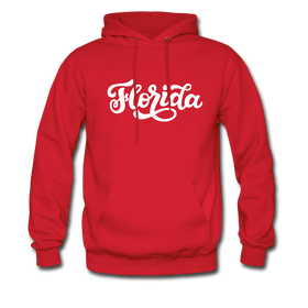 Florida Hoodie - Hand Lettered Unisex Florida Hooded Sweatshirt - red
