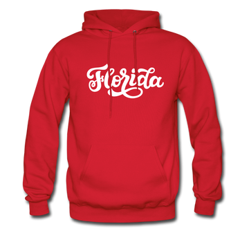Florida Hoodie - Hand Lettered Unisex Florida Hooded Sweatshirt - red
