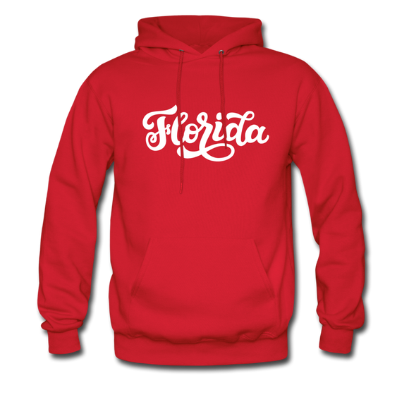 Florida Hoodie - Hand Lettered Unisex Florida Hooded Sweatshirt - red