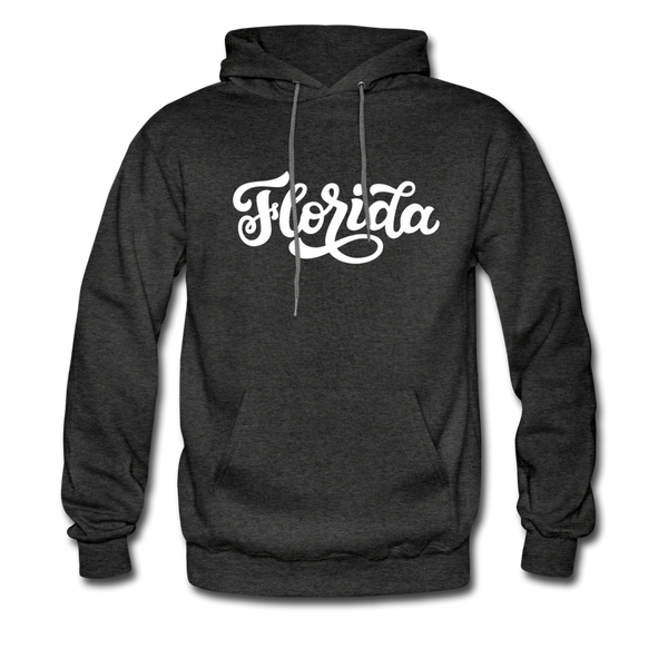Florida Hoodie - Hand Lettered Unisex Florida Hooded Sweatshirt - charcoal gray