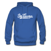 Indiana Hoodie - Hand Lettered Unisex Indiana Hooded Sweatshirt - royal blue