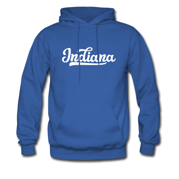 Indiana Hoodie - Hand Lettered Unisex Indiana Hooded Sweatshirt - royal blue
