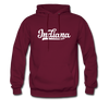 Indiana Hoodie - Hand Lettered Unisex Indiana Hooded Sweatshirt - burgundy