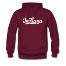 Indiana Hoodie - Hand Lettered Unisex Indiana Hooded Sweatshirt - burgundy