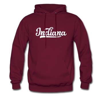 Indiana Hoodie - Hand Lettered Unisex Indiana Hooded Sweatshirt - burgundy