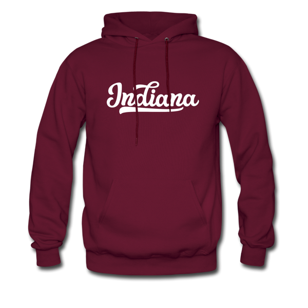 Indiana Hoodie - Hand Lettered Unisex Indiana Hooded Sweatshirt - burgundy